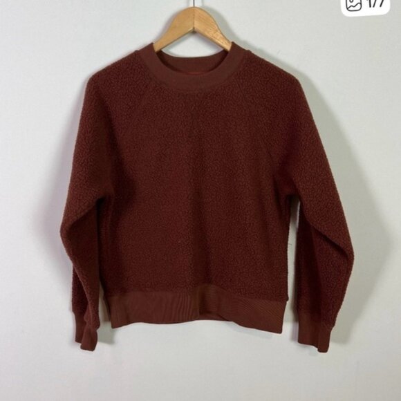 Everlane Renew Brown Long Sleeve Sherpa Crewneck Sweatshirt New Size Medium - Picture 1 of 7